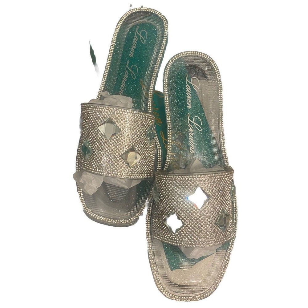 NIB Size 10 Lauren Lorraine JELLY FLATS Bianca Clear Sequins Silver Box Not Mint